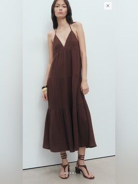 100% cotton gauzy halter dress
